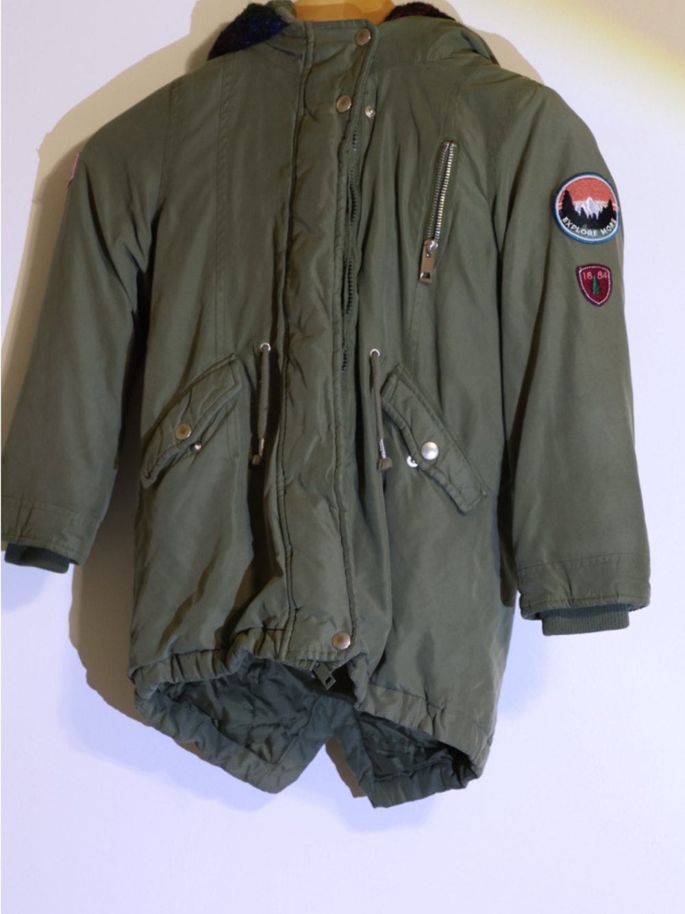 Marks & Spencer Kids Olive Puffer Parka with Badge Details